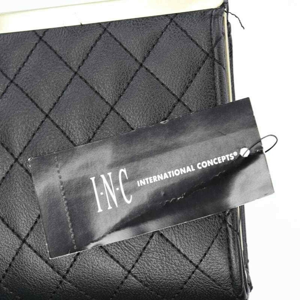 INC International Concepts Black Quilted Clutch Evening Party Purse - Picture 9 of 10
